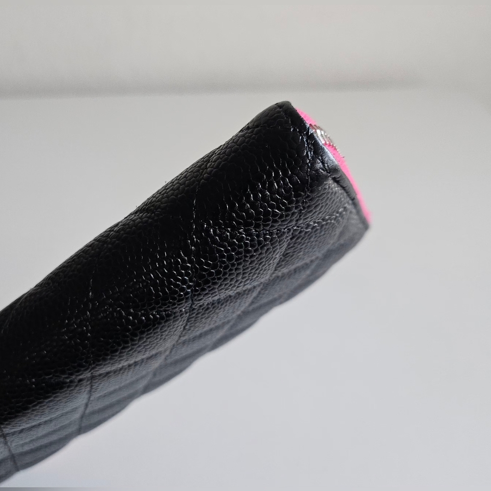 Chanel Black Caviar Quilted Gusset Zip Around Long Wallet - Picture 7 of 16